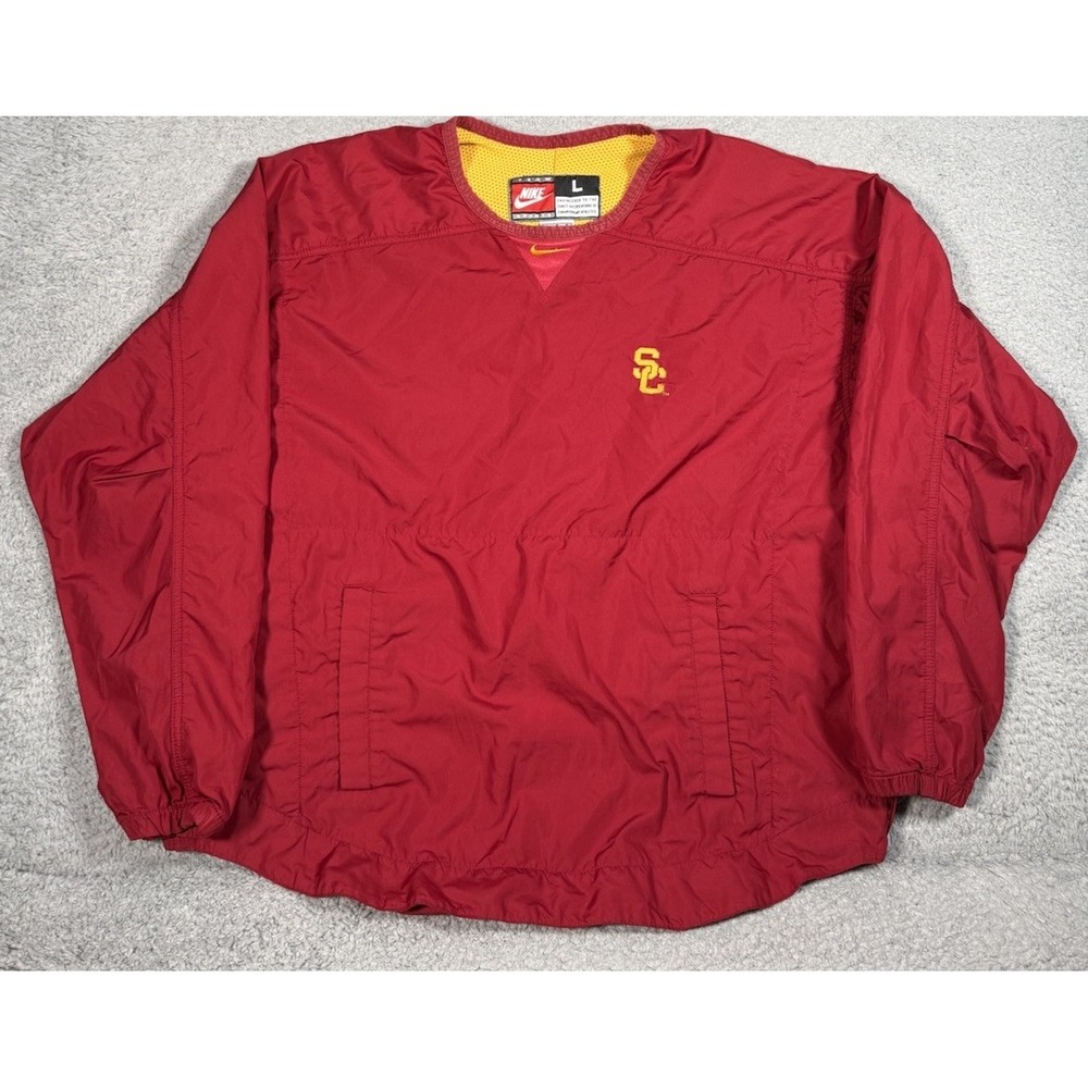 Vintage 90s USC Trojans Nike Team‎ Windbreaker Jacket Mens Large Red Embroidered